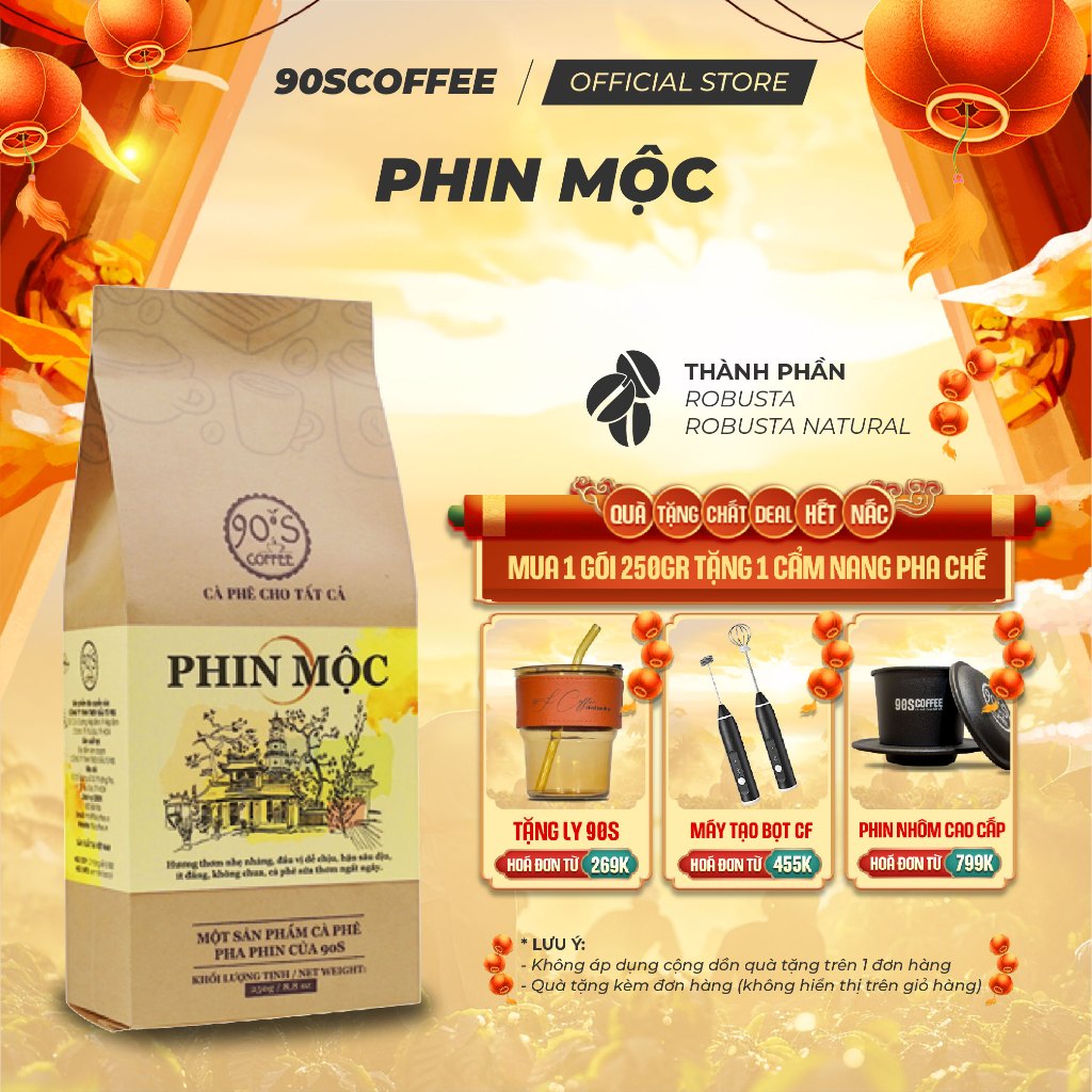 Cà Phê Rang Mộc Phin Mộc - Gu Ít Đắng Không Chua | 90S COFFEE