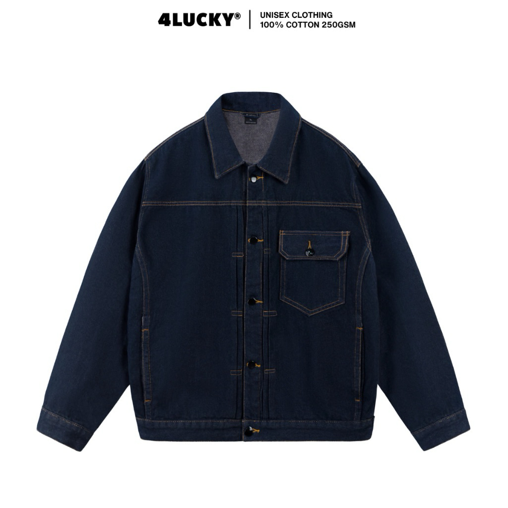 [PASS ĐỒ] Áo Jean Nam Nữ Form Boxy Màu Indigo