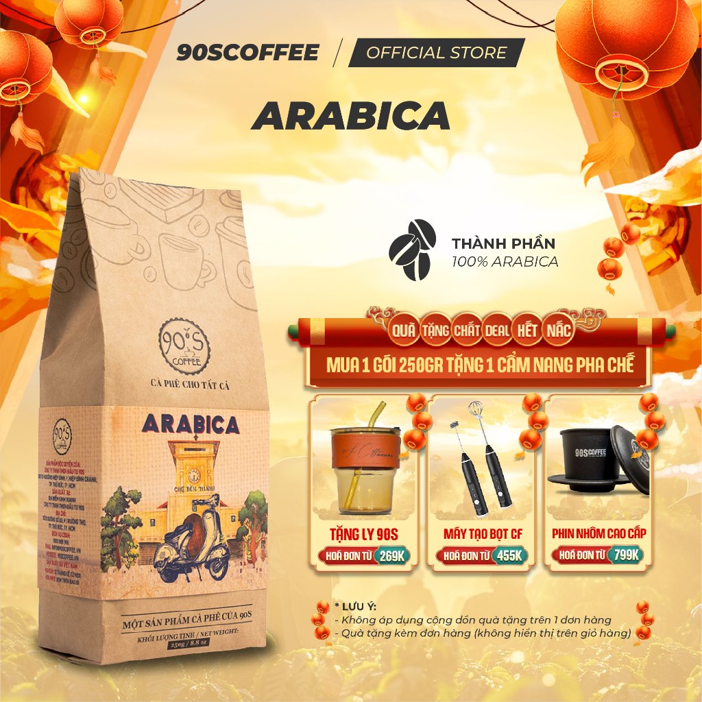 Cà Phê Rang Mộc Arabica Nguyên Chất - Gu Chua Thanh Đắng Nhẹ Hậu Ngọt Thơm Dịu | 90S COFFEE