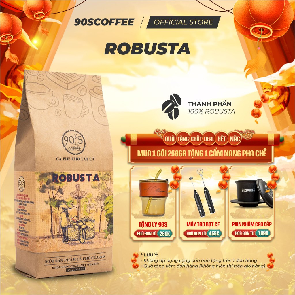 Cà Phê Rang Mộc Robusta Nguyên Chất - Gu Truyền Thống Đắng Đậm Thơm Nồng | 90S COFFEE