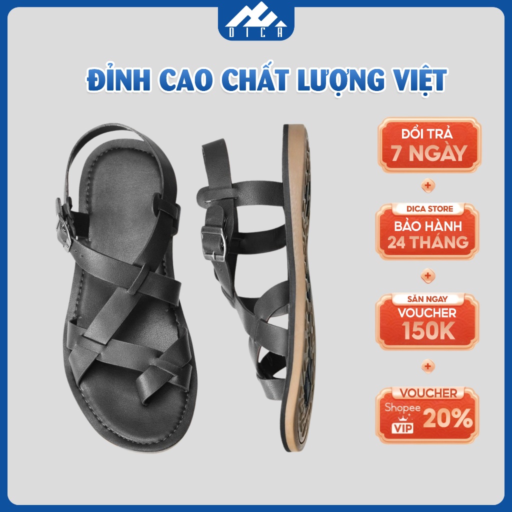 Giày Da Sandal Nam DICA, Quai Chéo Kiểu Dáng Đơn Giản, Chất Da Cao Cấp Siêu Bền, Đế Êm, Sang Trọng v
