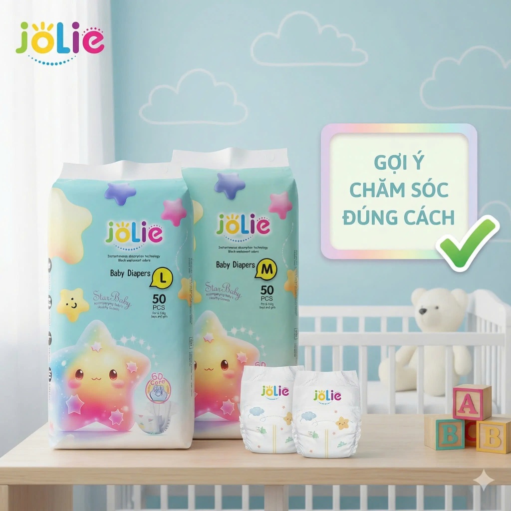 [100 miếng] - Tả Dán Trẻ Em joLie - Mềm mịn, thấm hút tốt, thoáng khí