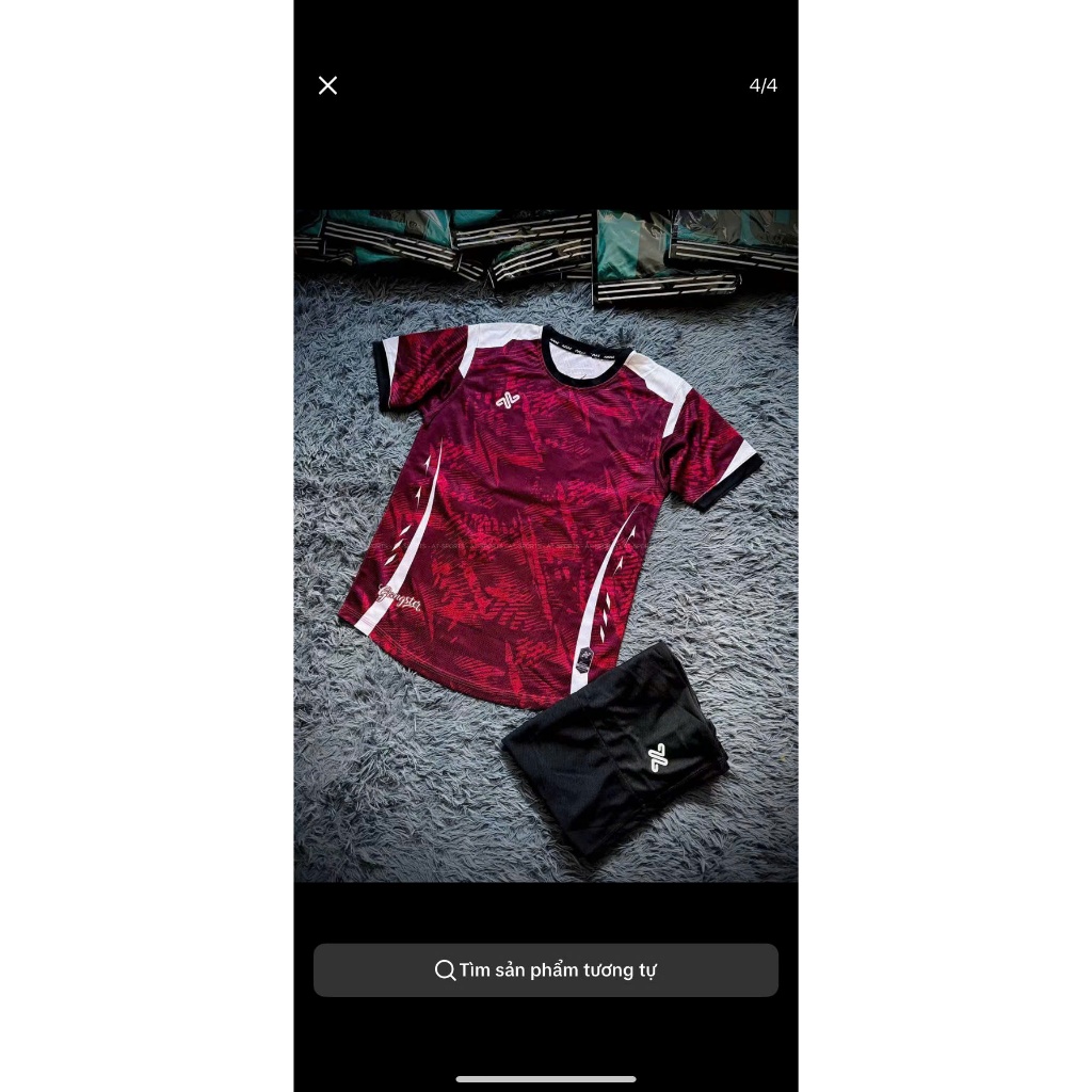 Áo thể thao nam nữ amac Gangster đỏ quần đen in tên số theo yêu cầu