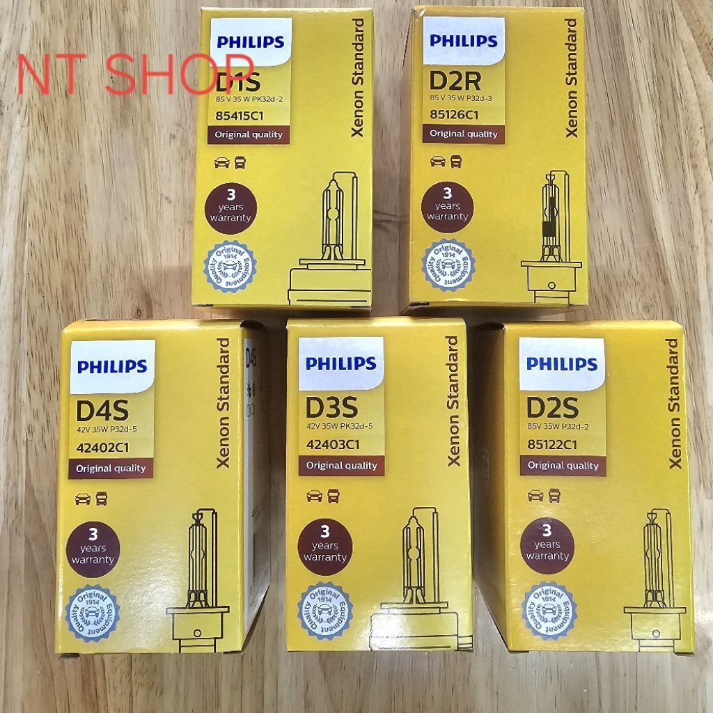 Bóng đèn pha ô tô XENON philips ánh sáng trắng 6000k chân D1S,D2S,D2R,D3S,D4S,D4R  Bảo hành 1 năm