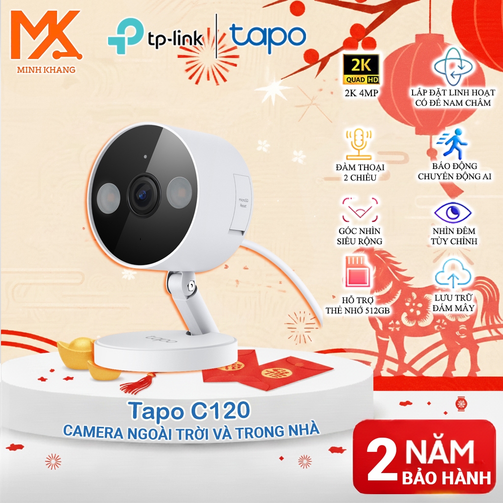 [ TAPO CHÍNH HÃNG] Camera Wi-Fi An Ninh Tapo C120 / C125 – Trong Nhà & Ngoài Trời, AI Thông Minh, Cả