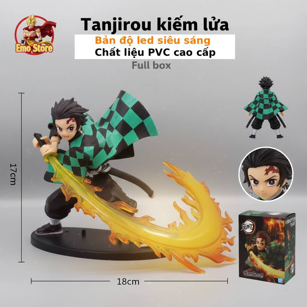 Mô hình Tanjirou kiếm lửa Kimetsu no Yaiba PVC 17cm No Box
