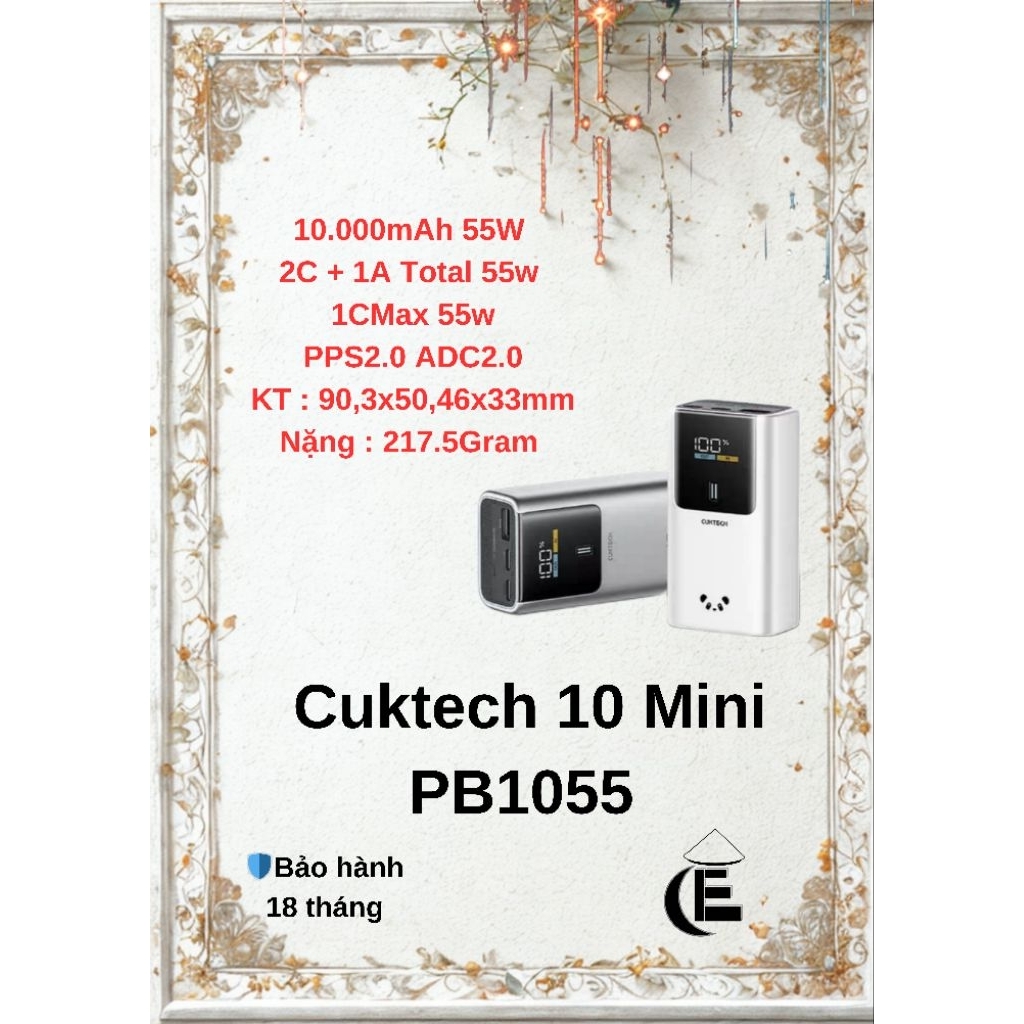 Sạc Dự Phòng Cuktech 10 Mini 10000mAh 55W