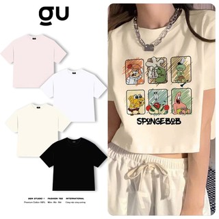 Áo Thun Croptop Nữ Y2K Cotton 100% - Áo Phông Croptop Basic Streetwear Form Lửng Cổ Tròn Mịn Đẹp Hot Trend Mới