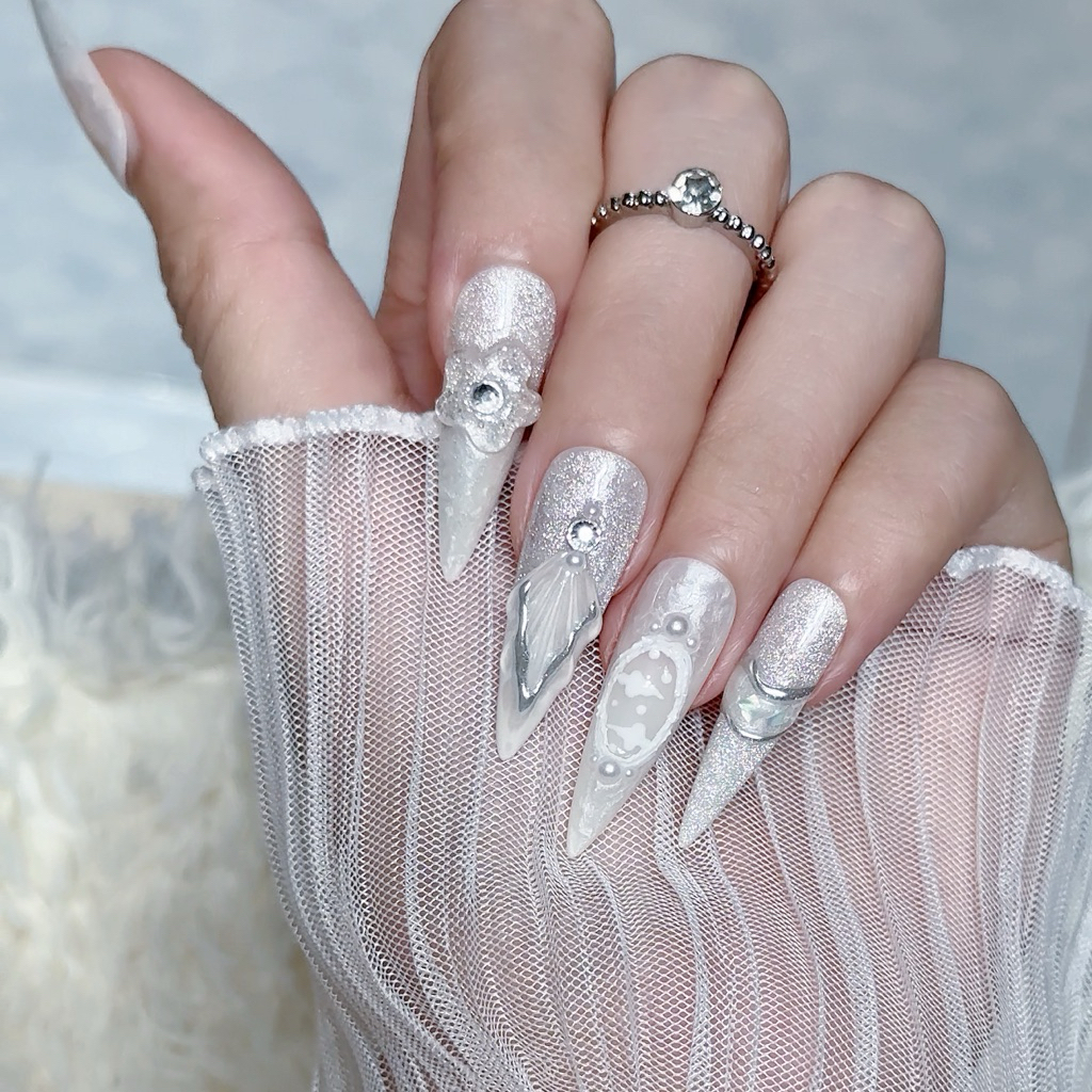 [N53] Nail Box Thiết kế ánh trai trắng gel nổi