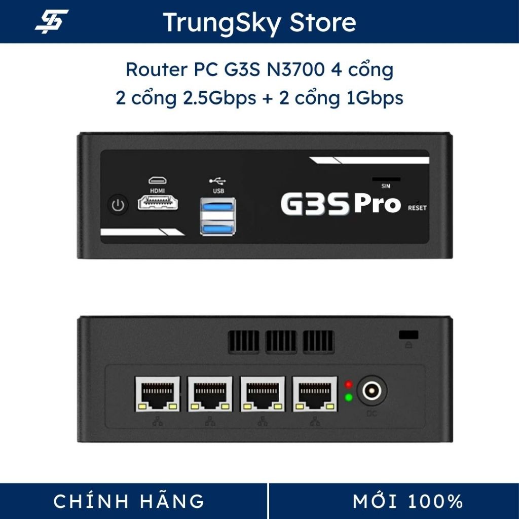 PC router, mini PC N3700, N4100, N100, N150 4 LAN, 6 LAN chạy RouterOS, Pfsense, Openwrt, Linux, Pro