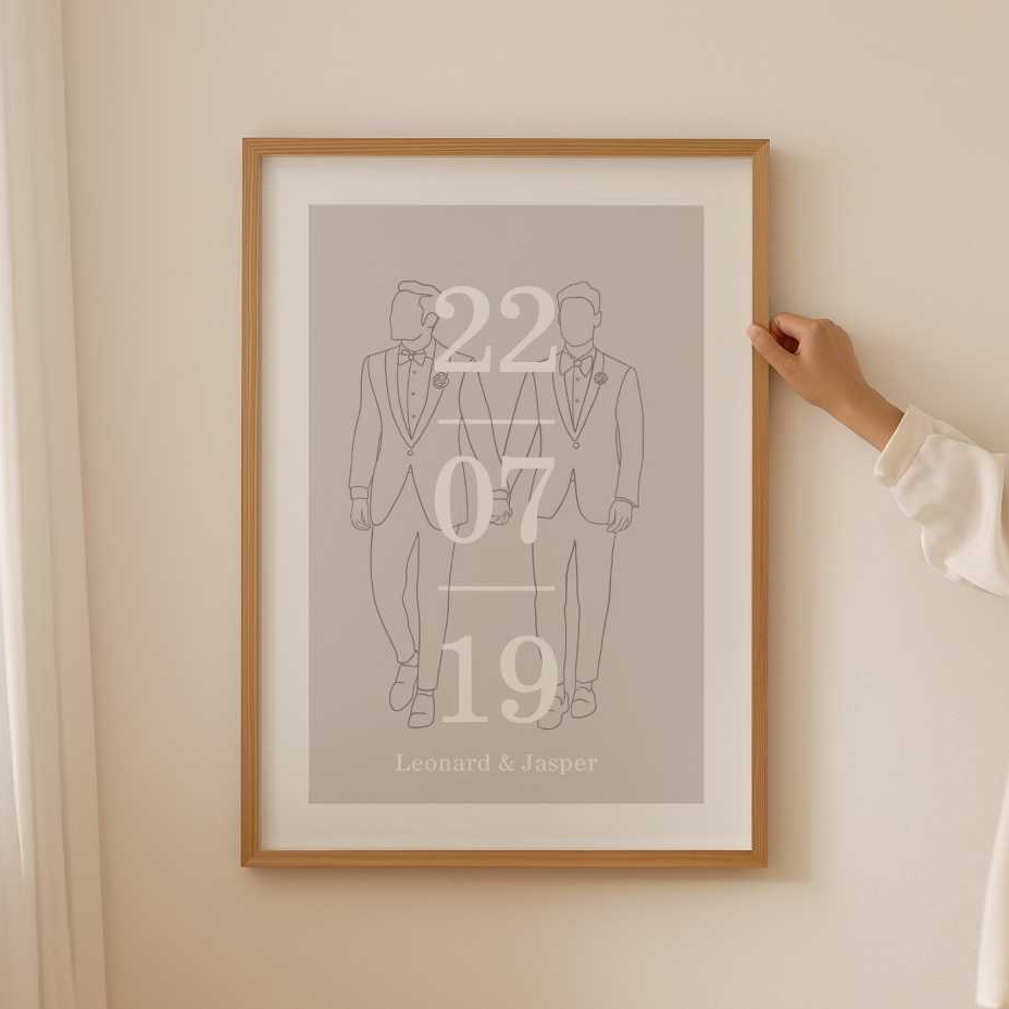 Tranh treo tường, Personalized Gay Couple Wedding Poster, Gay Valentine Gift, Gay Wedding Wall art, 