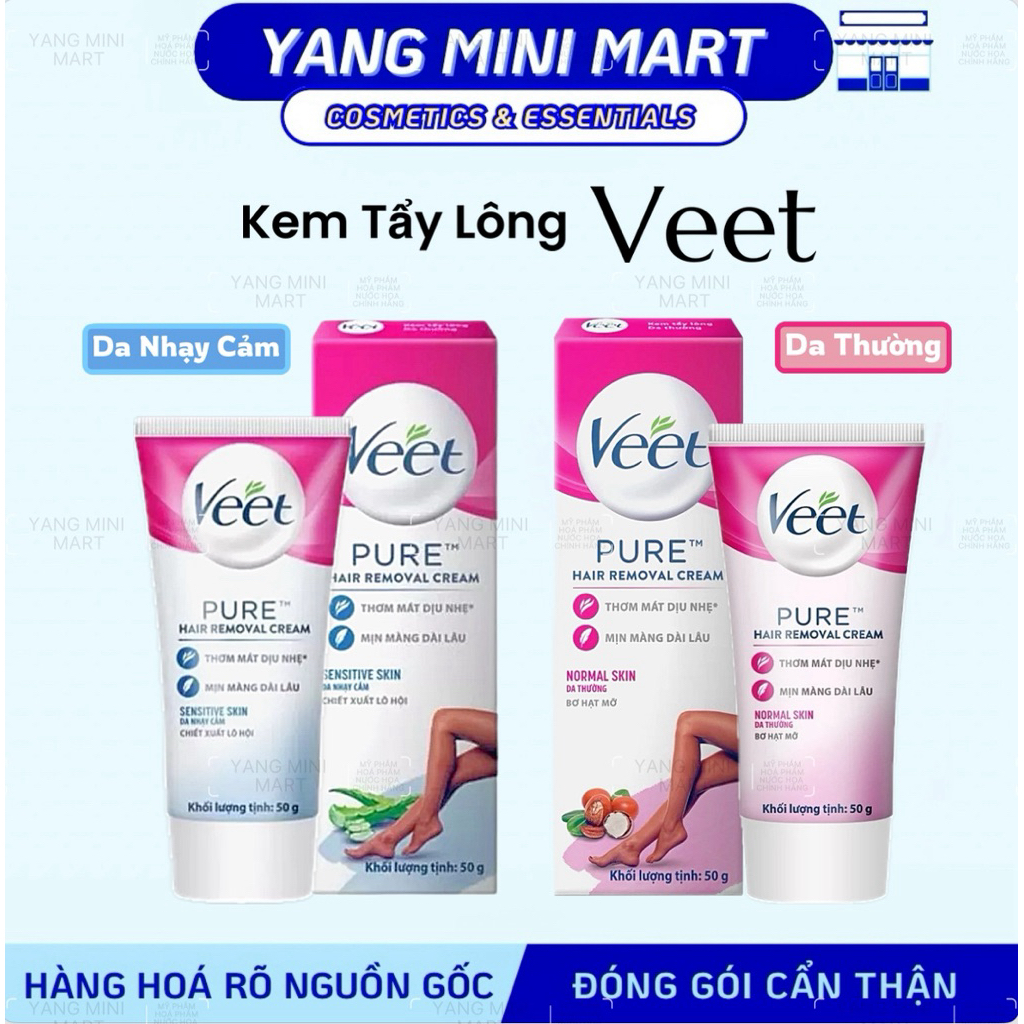 Kem Tẩy Lông Veet 50g Chiết Xuất Lô Hội và Bơ Hạt Mỡ - Veet Pure Anh Quốc HÀNG CTY VAT