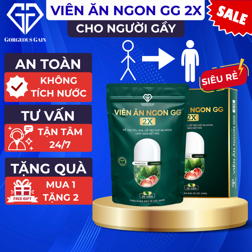 Viên Ăn Ngon GG 2X hỗ trợ ăn ngon cho người gầy gầy lâu năm do cơ địa Không tích nước