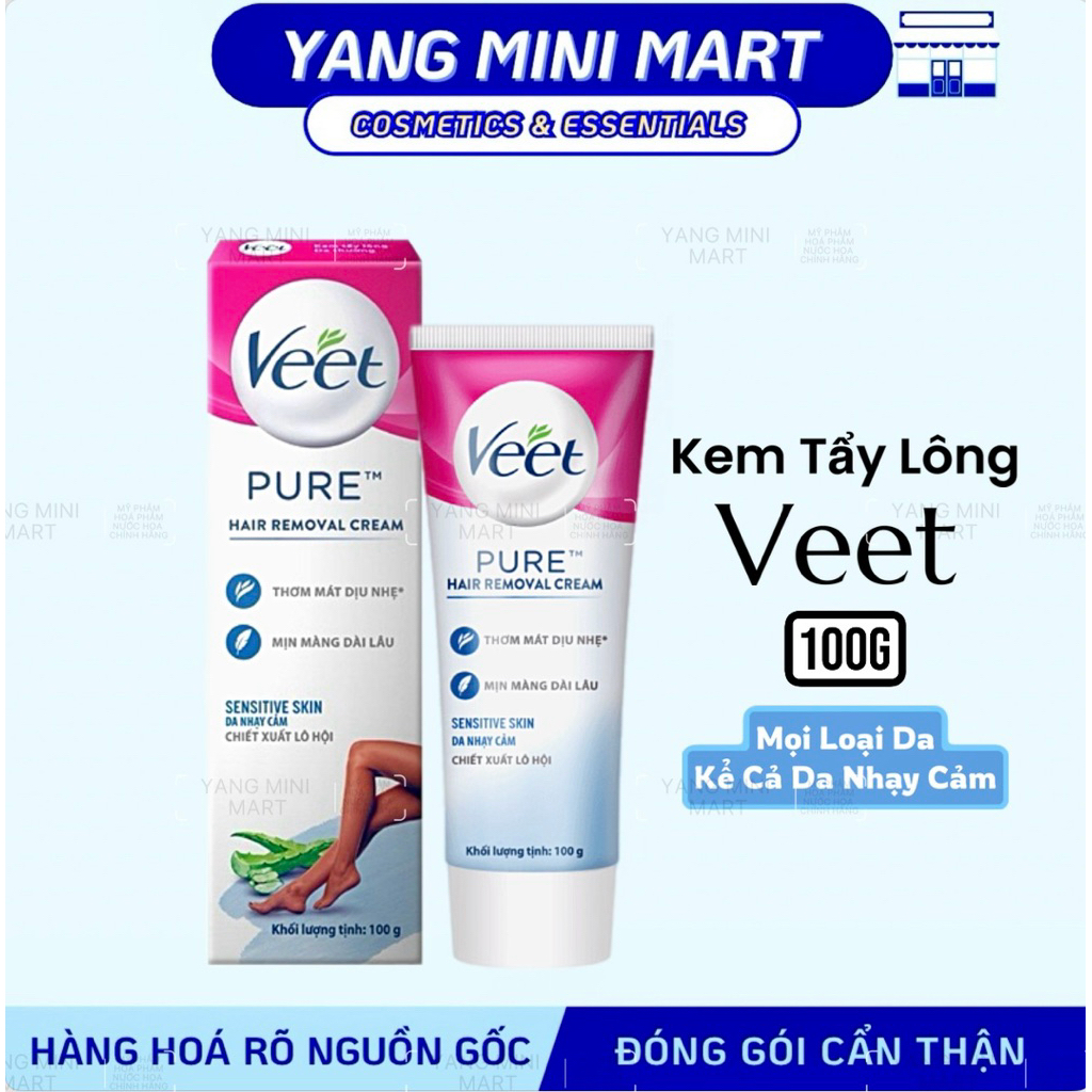 Kem Tẩy Lông Veet 100g Chiết Xuất Lô Hội - Tẩy Lông Veet Pure Mọi Loại Da [HÀNG Cty ĐỦ VAT]