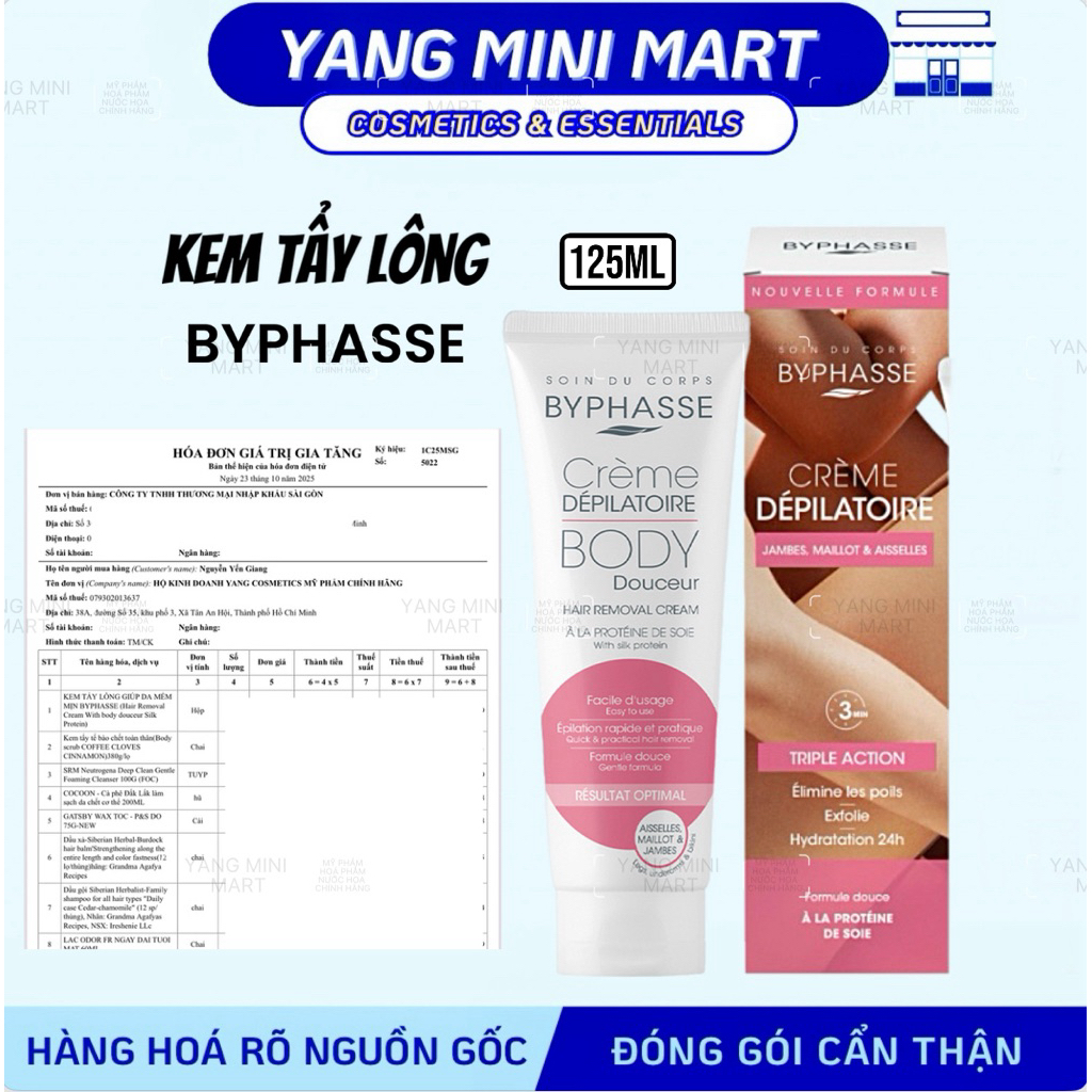 Kem Tẩy Lông Byphasse Hair Removal Cream 125ml Dịu Nhẹ Cho Da - Byphasse ĐỦ TEM VAT