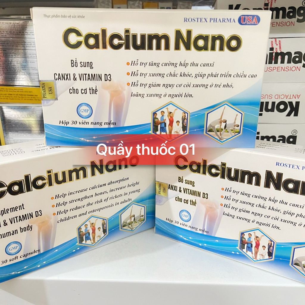 Calcium Nano bổ sung canxi, vitamin D3 tăng chiều cao - Hộp 30 viên