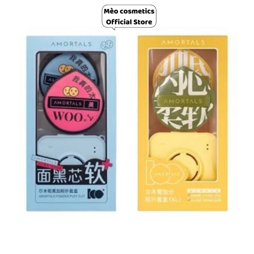 [CHÍNH HÃNG TEM PHỤ] Bông Mút Trang Điểm Amortals Set Hộp Mút Cushion Kèm 2 Mút Xl Amortals Siêu Mềm