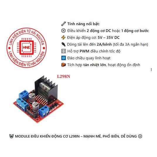 Module Điều Khiển Động Cơ L298N | PWM | Mạch Cầu H L298