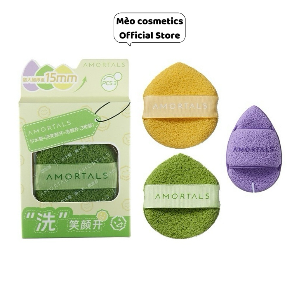 [CHÍNH HÃNG]COMBO 3 BÔNG MÚT RỬA MẶT AMORTALS
