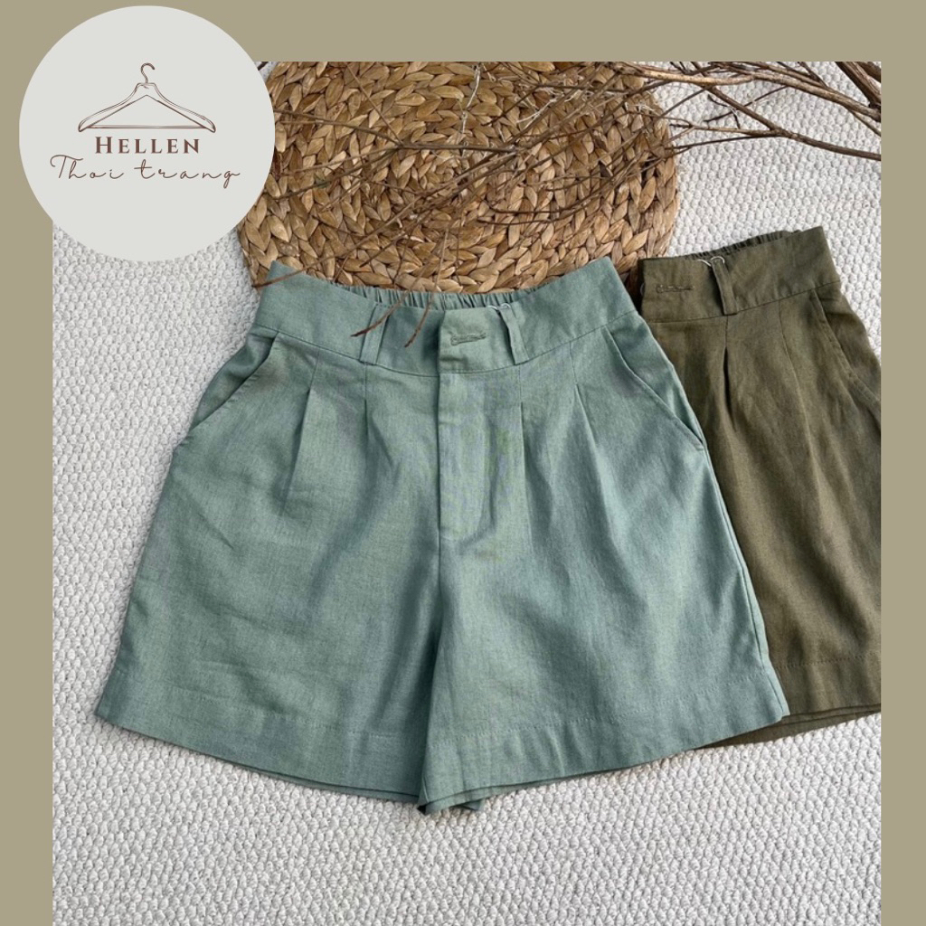 QUẦN ĐÙI LINEN NỮ FORM CHỮ A LƯNG CAO CƠ BẢN NỮ TÍNH & VẢI LINEN ĐÃ QUA XỬ LÝ MỀM - ĐÙI LINEN