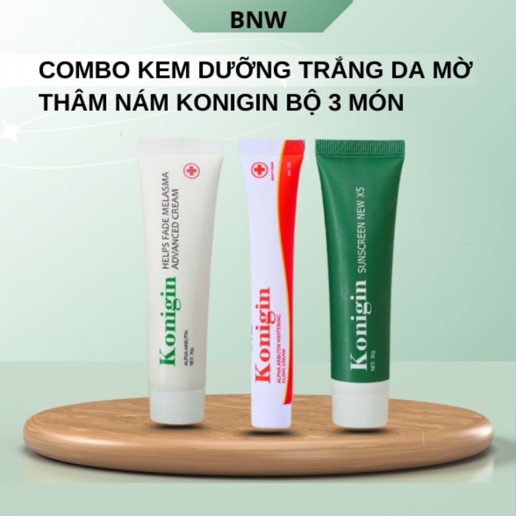 Combo Kem Nám Konigin Dưỡng Trắng Da, Giảm Thâm Sạm, Cấp Ẩm Phục Hồi Da Bộ 3 Món