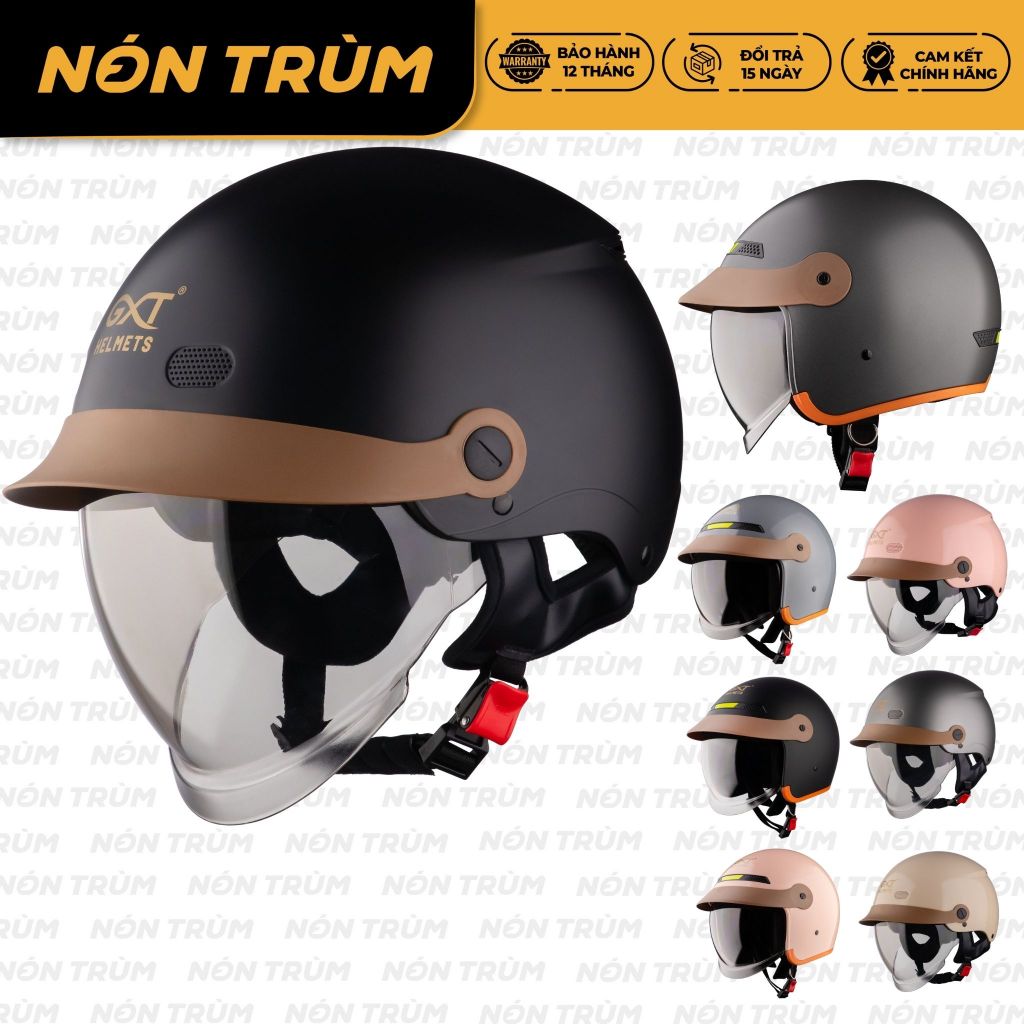 Mũ bảo hiểm 3/4 chính hãng kính âm Gxt Gx139 GX03 kèm lưỡi trai cho nam nữ đi xe máy