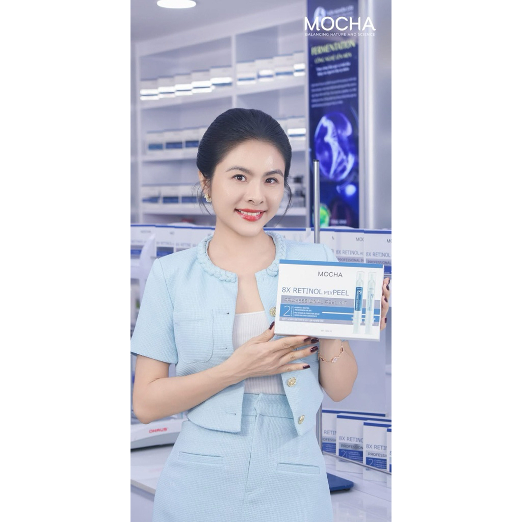 Peel Siêu Vi Tảo Mix Retinol MOCHA Giúp Tái Tạo Da Căng Bóng Khỏe Mạnh Peel Da Tại Nhà Bộ 4 Món