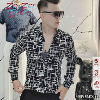 Áo sơ mi họa tiết nam dài tay dáng slimfit chất lụa trung chống nhăn xù mềm mịn mát trẻ trung Zenzetshop