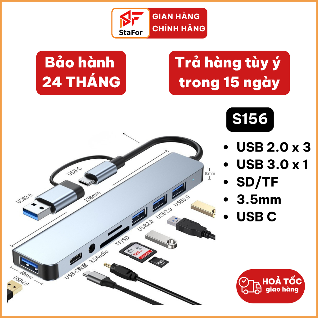 Hub USB và Hub Type C tốc độ cao tăng cổng USB OTG, mở rộng kết nối chuyển đổi cho Laptop, PC, Máy tính bảng, điện thoại | BigBuy360 - bigbuy360.vn