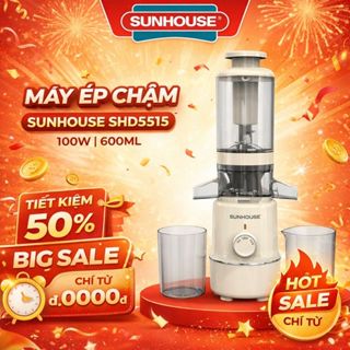 Máy ép chậm Sunhouse SHD5515 - Dung tích 600ml - Làm được kem, lưỡi cắt vượt trội - Ống tiếp nguyên liệu lớn 108mm