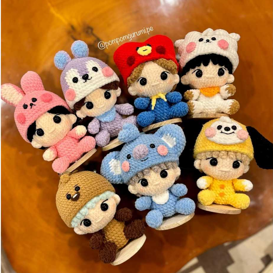 Móc khóa BTS Kpop Idol - Quà Handmade cho nữ - Keychain BT21 Nhóm BTS - Thú bông Thần tượng treo Ba 