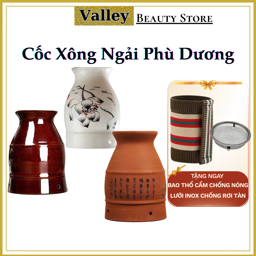 Cốc Xông Ngải, Cốc Phù Dương Xông Ngải Cứu Đông Y Chất Liệu Gốm Dùng Massage Cạo Gió