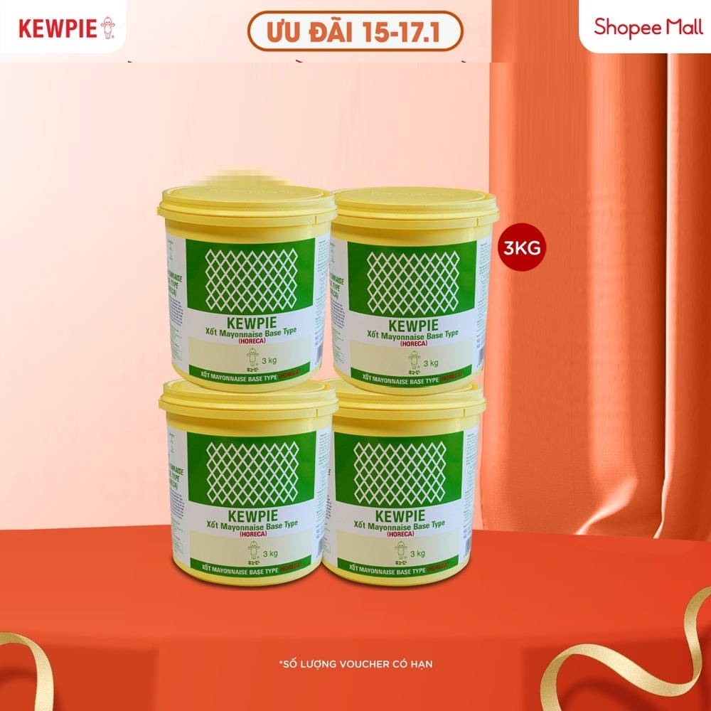 Combo 4 Xốt Mayonnaise Base Type (Horeca) - Kewpie (Xô 3Kg)