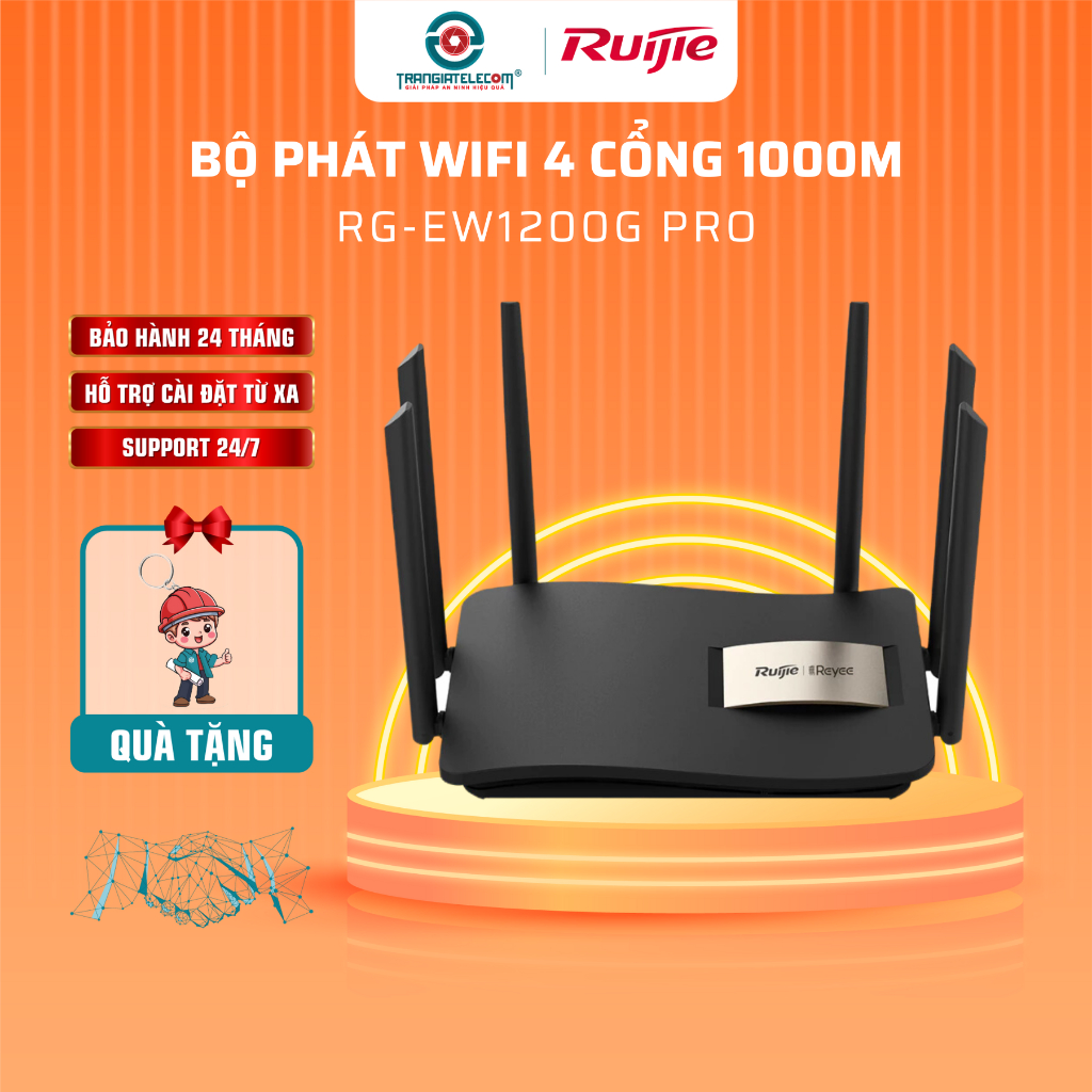 Bộ Phát Wifi RUIJIE RG-EW1200G PRO Băng Tần Kép, 6 Anten, Hỗ trợ Mesh - TRANGIATELECOM