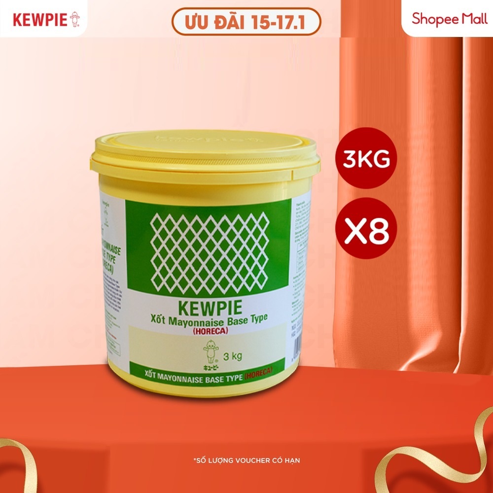 Combo 8 Xốt Mayonnaise Base Type (Horeca) - Kewpie (Xô 3Kg)