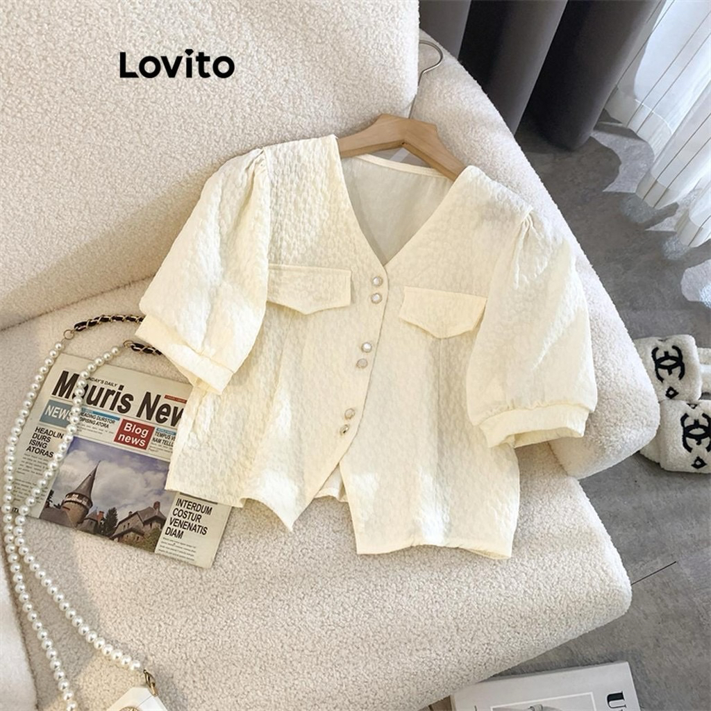 PASS - Áo Sơ Mi Giả Trơn Lovito Cho Nữ