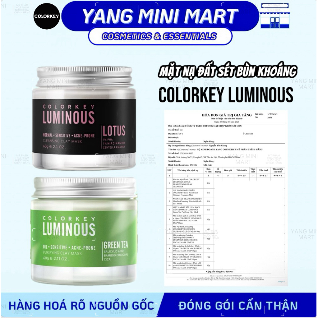 Mặt Nạ Bùn Khoáng Đất Sét COLORKEY Luminous Lotus - Green Tea 60g Mặt Nạ Colorkey Luminous