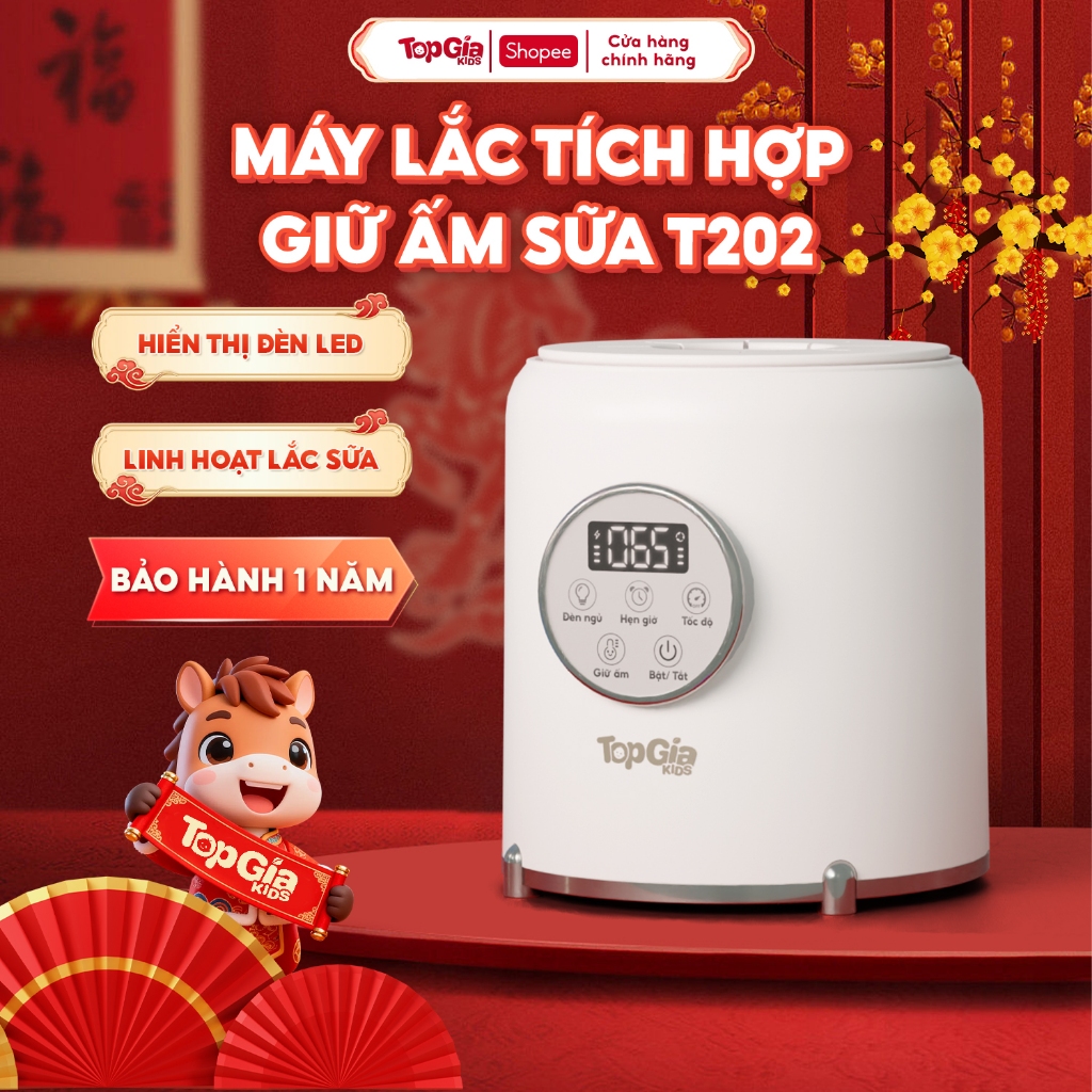 [GIÁ MỞ BÁN] Máy lắc tích hợp giữ ấm bình sữa Topgiakids T202 - Lắc sữa tự động, độ ồn thấp, chất li