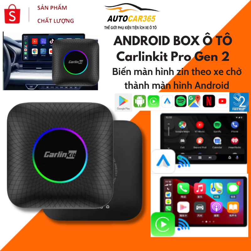 Android Box Ô Tô Carlinkit LED PRO GEN 2 LED