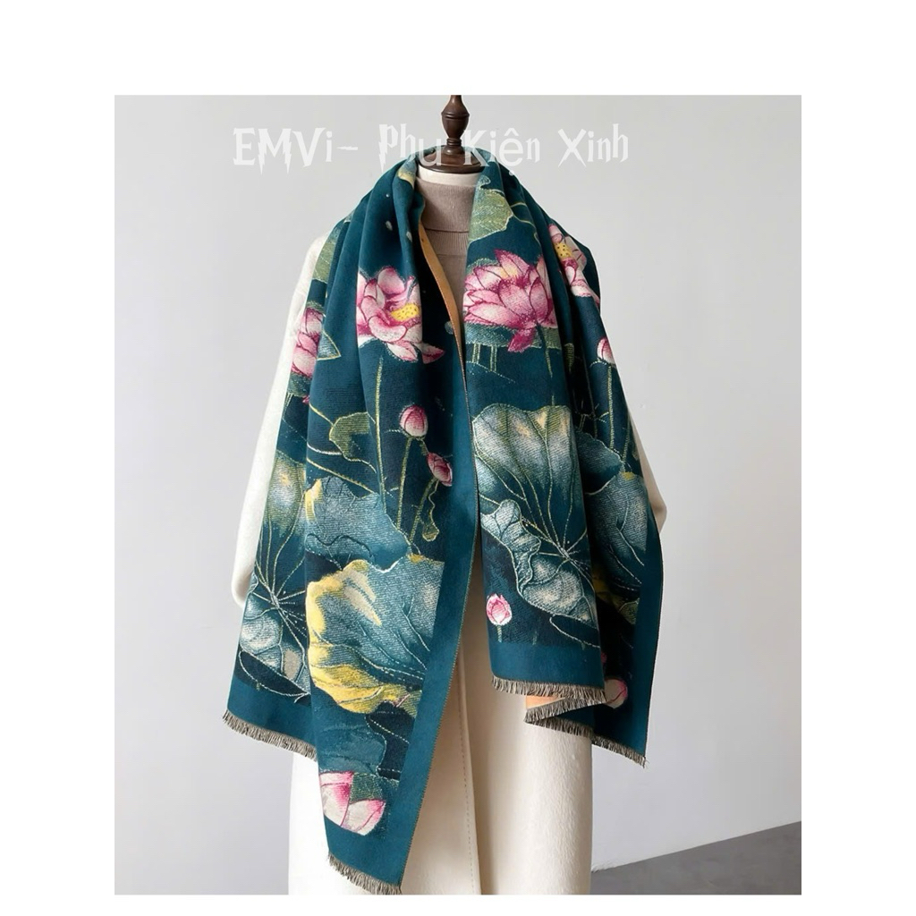 Khăn Choàng Dạ Hoa sen Thanh Lịch Kt (70x180)
