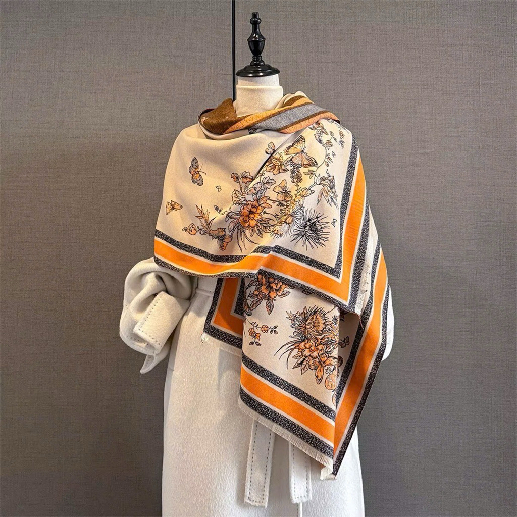 Khăn Choàng Dạ Hoa Mềm Mịn Sắc Nét Kt (70x180)