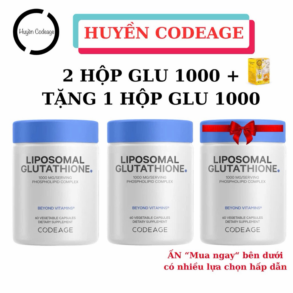 Combo Liposomal Glutathione 1000mg Codeage 60 viên - Huyền Codeage