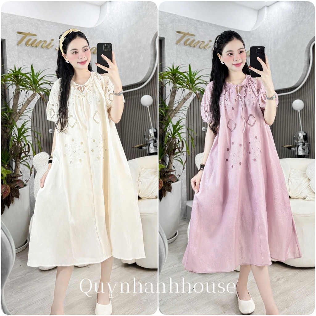 (NH CLOTHING)Váy suông Quynhanhhouse Váy tơ thêu M144 sm