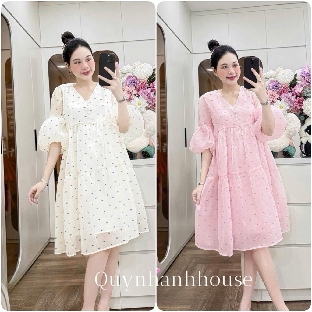 (NH CLOTHING)Váy suông Quynhanhhouse Váy tơ nơ M11498 sm