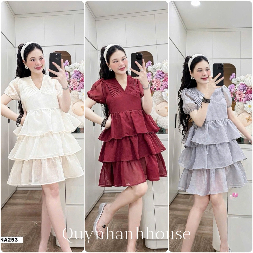(NH CLOTHING)Váy suông Quynhanhhouse Váy tơ tầng M11499 sm