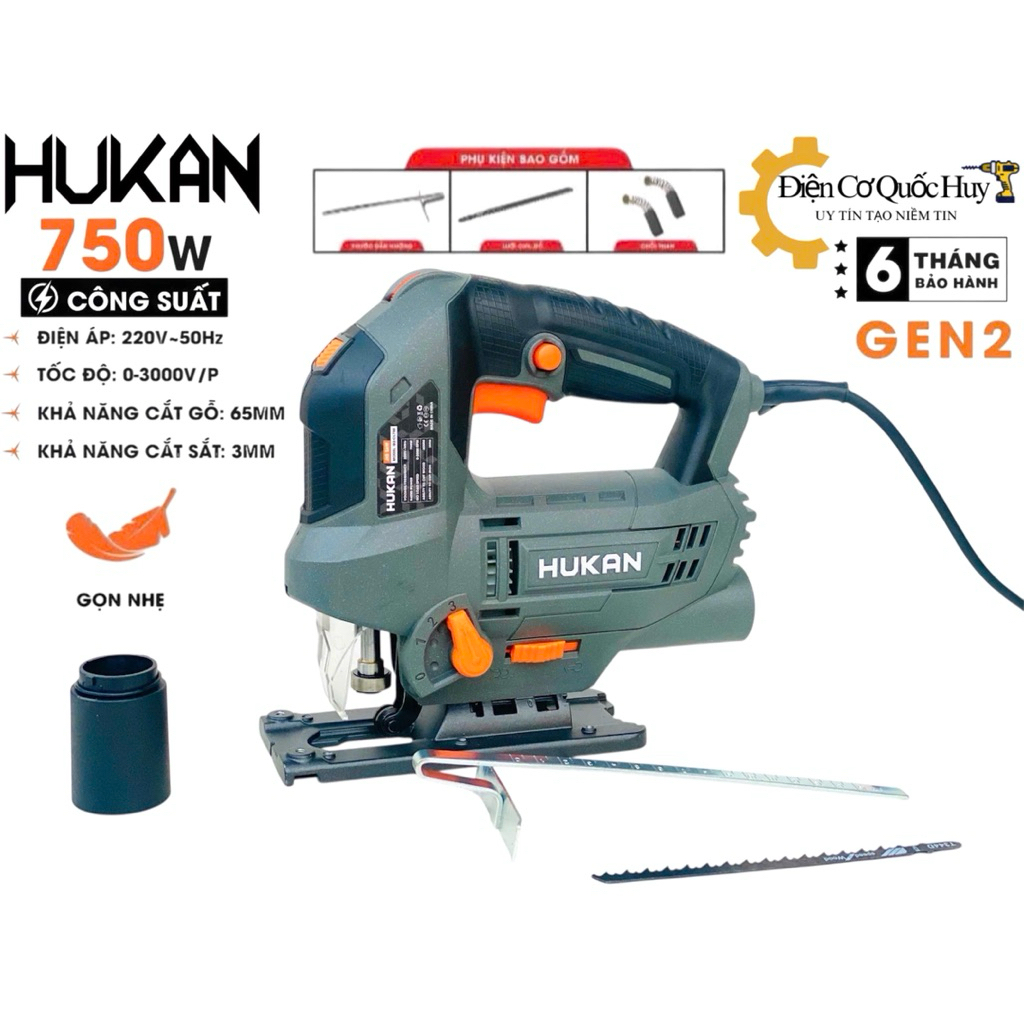 Máy cưa lọng cầm tay Hukan Gen 2 HK-JS750 công suất 750w có chỉnh tốc độ 3 cấp chỉnh đá và lưỡi
