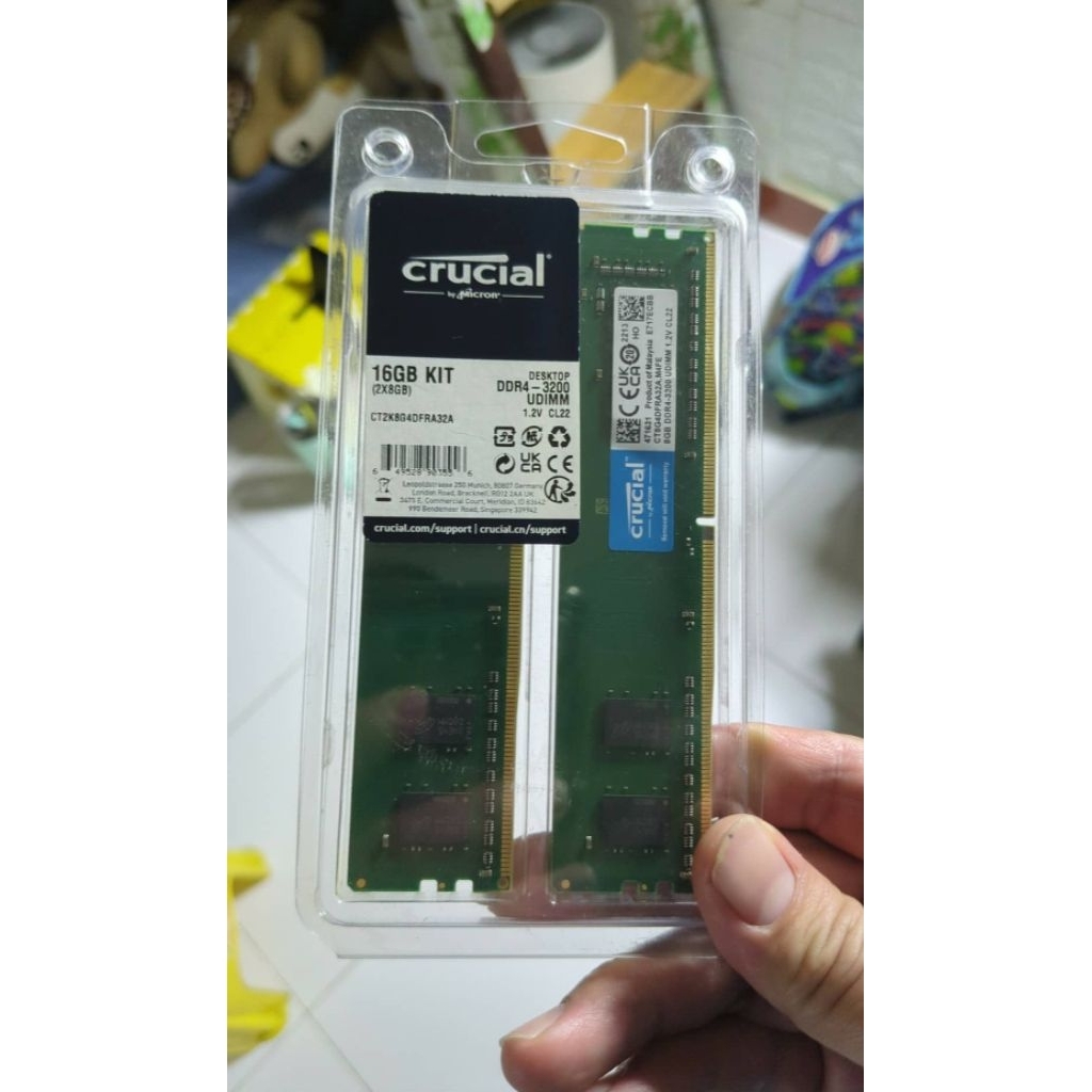 Kit RAM DDR4 CRUCIAL 2x 8Gb bus 3200 Mhz cũ