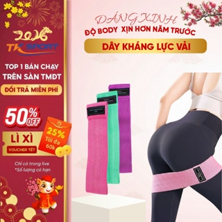 Dây kháng lực vải MiniBand TK Sport, dây vải đàn hồi tập chân, mông, đùi, gym,bộ đai trợ lực cao cấp