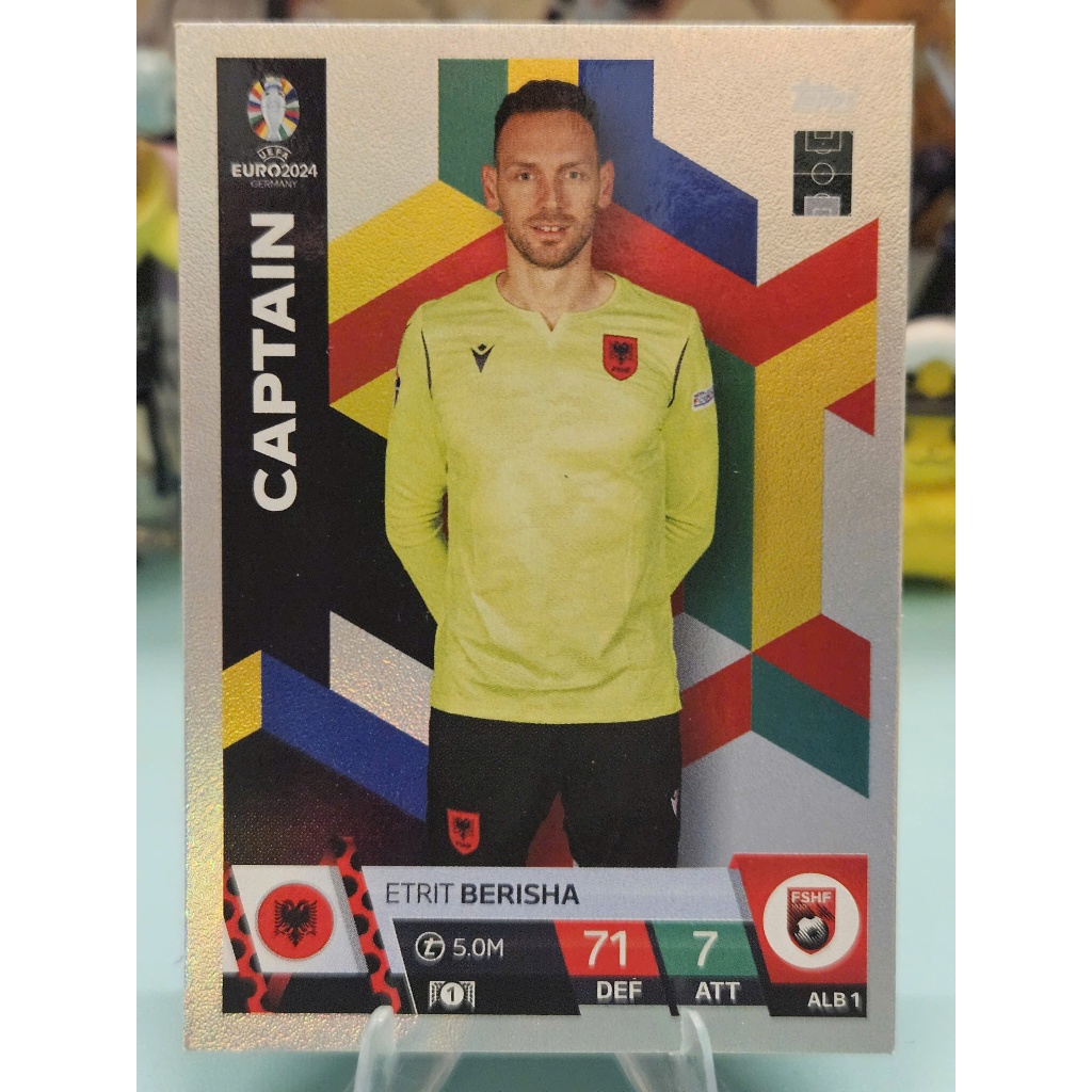 Thẻ CAPTAIN Etrit Berisha Topps Match Attax Euro 2024 (Albania) (Bóng Đá)