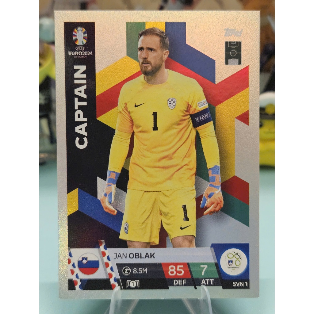Thẻ CAPTAIN Jan Oblak Topps Match Attax Euro 2024 (Slovenia) (Bóng Đá)